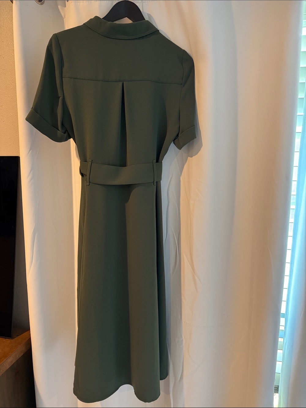 Sezane Raquel Olive Green Button-Front Midi Shirt Dress. Size 38 (6) - Picture 4 of 4